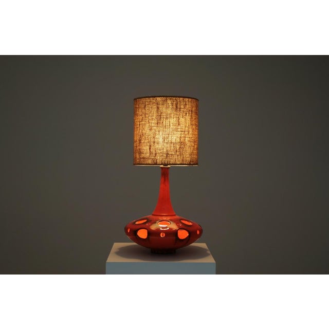 Orange Ceramic Table Lamp, 1970s For Sale - Image 5 of 14