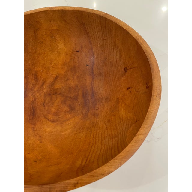 Brown Vintage Wooden Dough Bowl - Hand-Carved From a Single Piece of Wood For Sale - Image 8 of 9