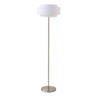 Slimline Coronado Floor Lamp 61" H - Satin Nickel, Linen Drum Shade, Dimmable, Bulb Included For Sale