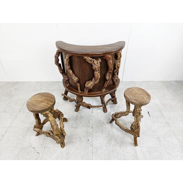 Brutalist Vintage Vinewood Branch Bar Set, 1950s, Set of 3 For Sale - Image 3 of 11
