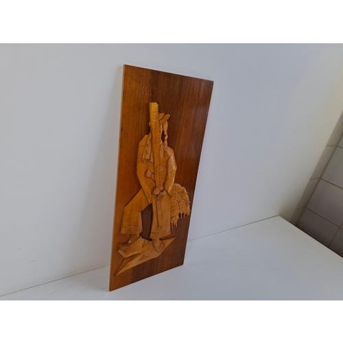 Mid-Century Czech Hand-Carved Wooden Shepherd Wall Relief, 1960 For Sale - Image 12 of 15