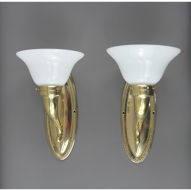 Gold Art Deco Brass Wall Lamps, Austria, 1930s, Set of 2 For Sale - Image 8 of 8