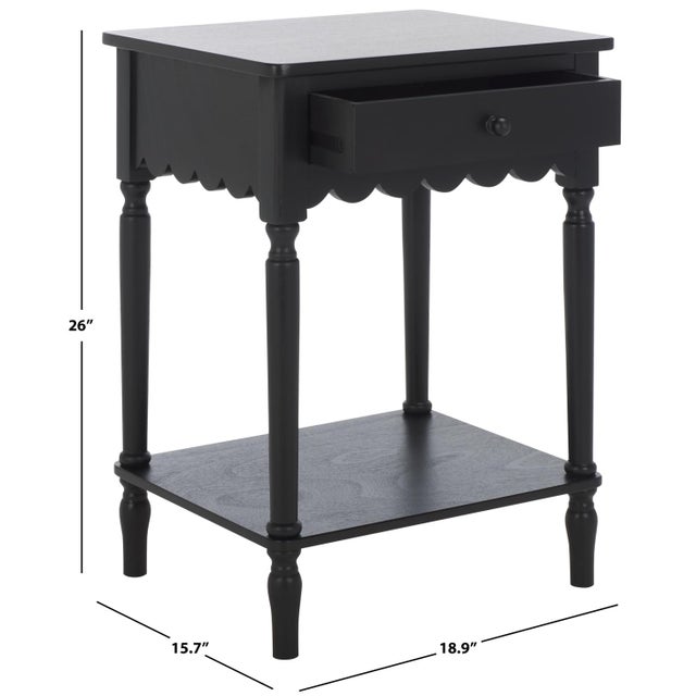 Contemporary Haven Scalloped 1 Top Drawer Accent Table in Matte Black For Sale - Image 3 of 10