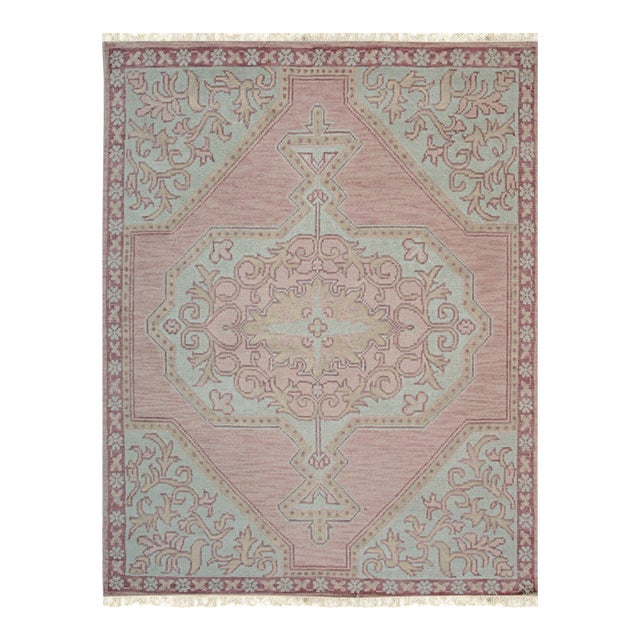 8x10 Lydia Oriental Coral Traditional Medallion Hand Knotted Wool Carpet Rug For Sale