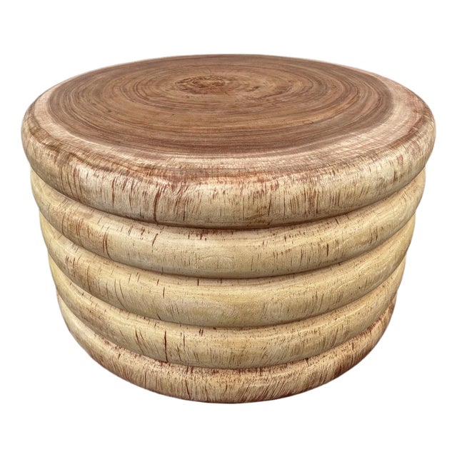 Raw Ribbed Stack Coffee / Side Table For Sale