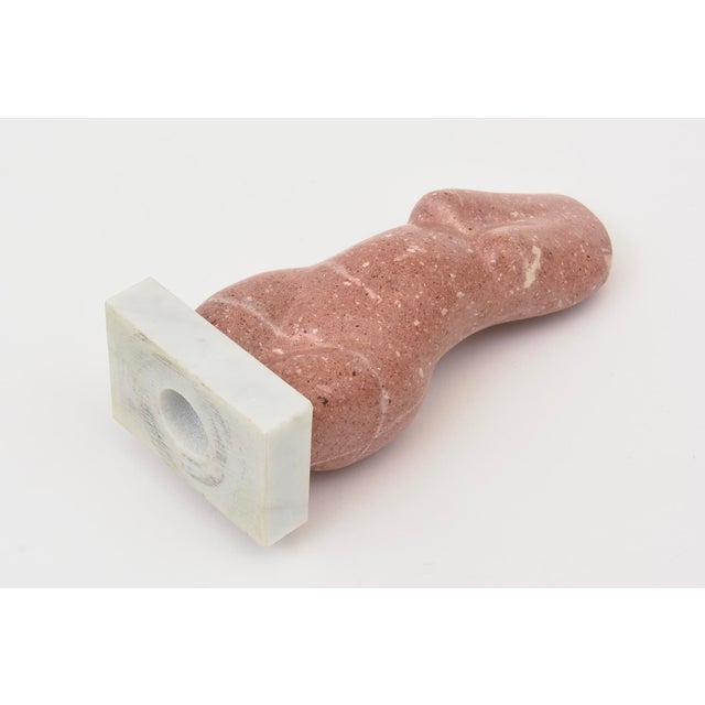 Vintage Pink Marble Female Torso Sculpture, 1970's For Sale - Image 10 of 13