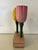 Rare Danish Mid Century Handmade Carved Tulip Flower Salt & Pepper Set on Burlwood Stand For Sale - Image 4 of 11