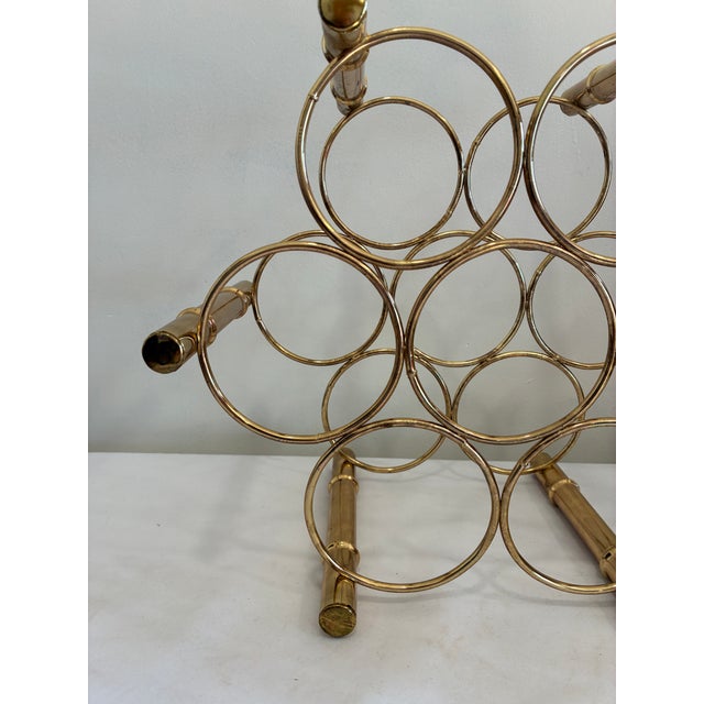 Vintage Brass Mid-Century Modern Faux Bamboo Wine Rack For Sale In Oklahoma City - Image 6 of 9