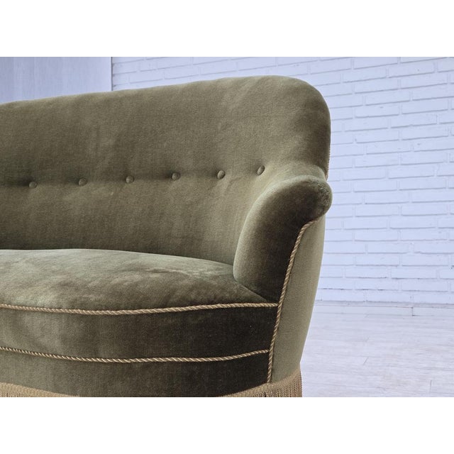 Danish 2-Seater Sofa in Green Furniture Velour, 1960s For Sale - Image 4 of 18
