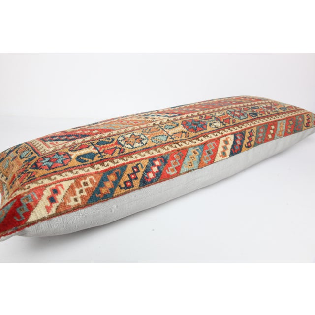 Textile Handwoven Antique Persian Rug Lumbar Pillow Cover – Decorative Tribal Cushion Cover -16'' :X 41''' For Sale - Image 7 of 9