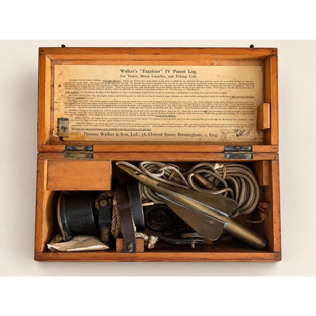 Vintage British Excelsior IV Nautical Patent Log in Wooden Case from Thomas Walkers & Son, 1940s For Sale - Image 6 of 10