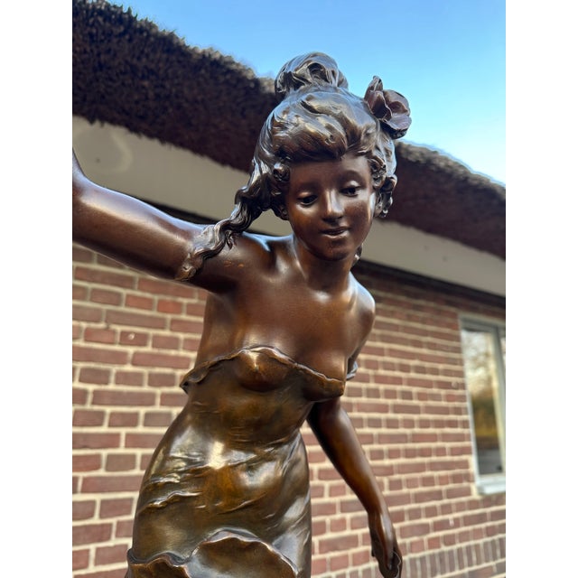 19th C Auguste Moreau Art Nouveau Metal Sculpture For Sale - Image 14 of 18