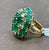 12.5 Ct Natural Brazilian Emerald & Dimond Dome Shape Cocktail Ring 14 Kt Y Gold For Sale - Image 14 of 18