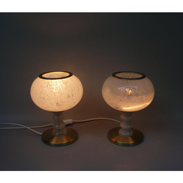 Gold Vintage Table Lamps with Glass Lampshades from Doria Leuchten, 1960s, Set of 2 For Sale - Image 8 of 18