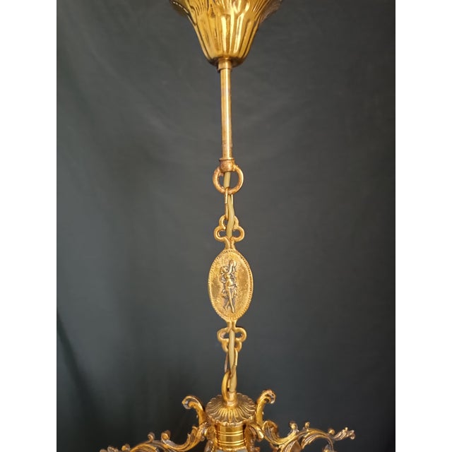 Vintage 1960s French Solid Brass Glass Venus Chandelier For Sale - Image 13 of 13