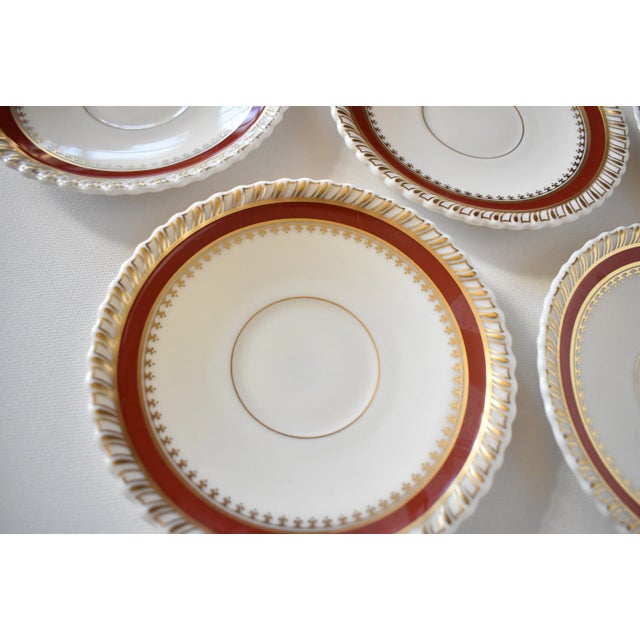 Vintage Lenox "Georgian" Red & Gold Saucers - Set of 10 For Sale In San Francisco - Image 6 of 8