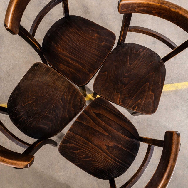 Vintage Dark Oak Dining Chairs, 1950s, Set of 4 For Sale - Image 3 of 10
