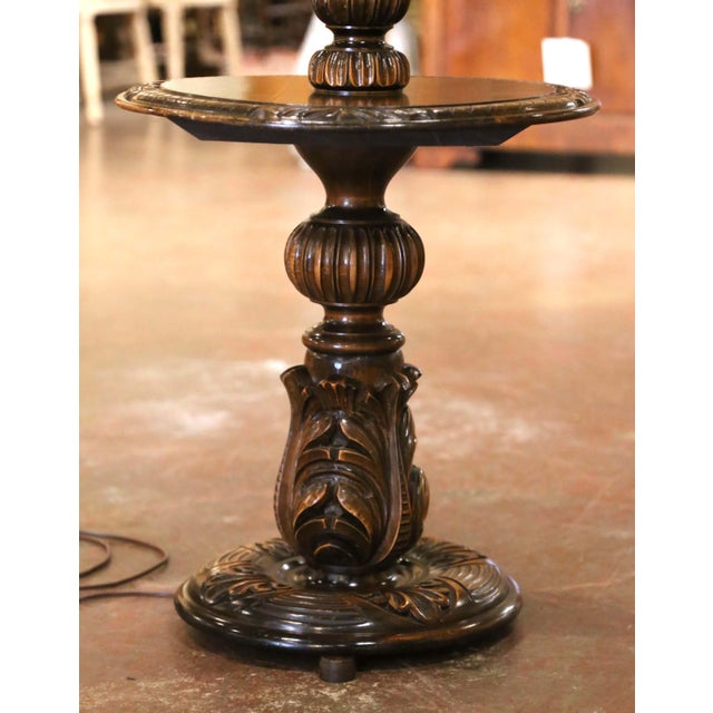 Wood Early 20th Century French Louis XIII Walnut Barley Twist Floor Lamp With Table For Sale - Image 7 of 9