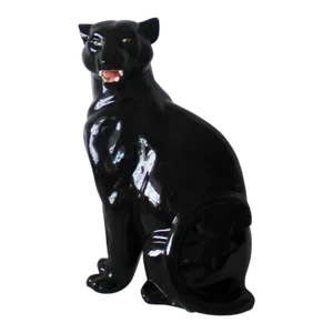 Italian Style Large Sculptural Ceramic Glazed Panther