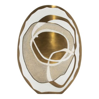 Modern Vase in Shagreen With Mother of Pearls and Brass Details by R&y Augousti For Sale