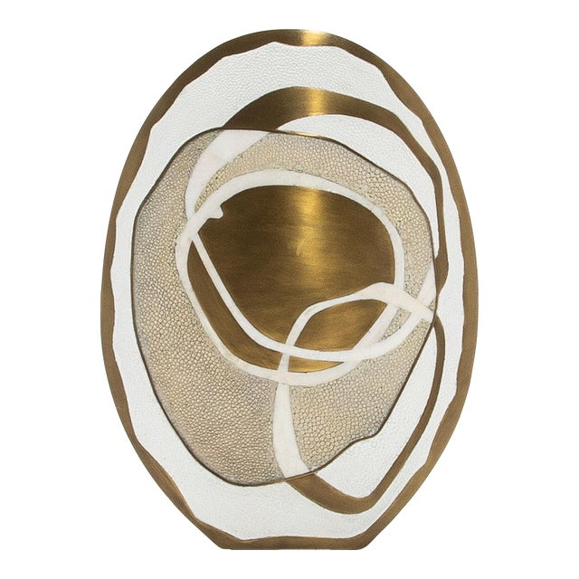 Modern Vase in Shagreen With Mother of Pearls and Brass Details by R&y Augousti For Sale