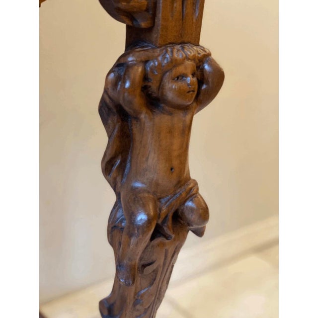 Antique Danish Carved Cherubs Wood Phone Cabinet With Genius Top For Sale - Image 13 of 13