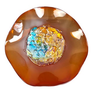 Viz Glass Sunset Blaze Large Jewel Wall Art Platter, 7602bir 20" For Sale