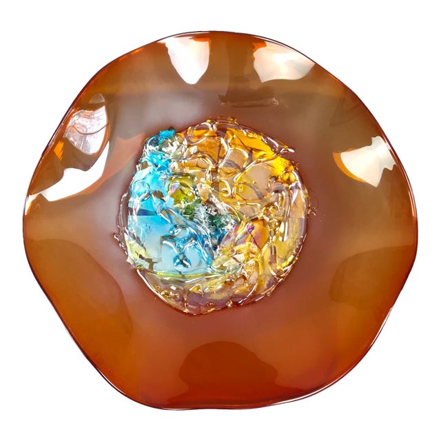 Viz Glass Sunset Blaze Large Jewel Wall Art Platter, 7602bir 20" For Sale