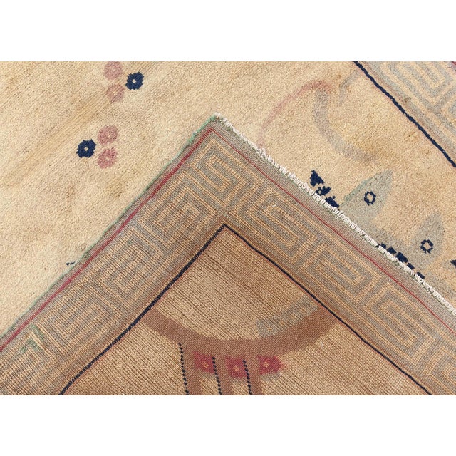 1940s French Art Deco Rug with Stylized Butterflies and Geometric Motifs Size: 4'3" × 7'3" (129 × 220 cm) Circa: 1940 Age:...