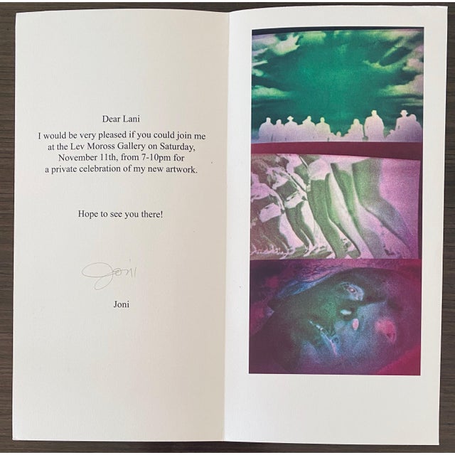 Joni Mitchell, Joni Mitchell Pencil Hand Signed Invitation Iris Digital Photo Print Photograph, c.2006 For Sale