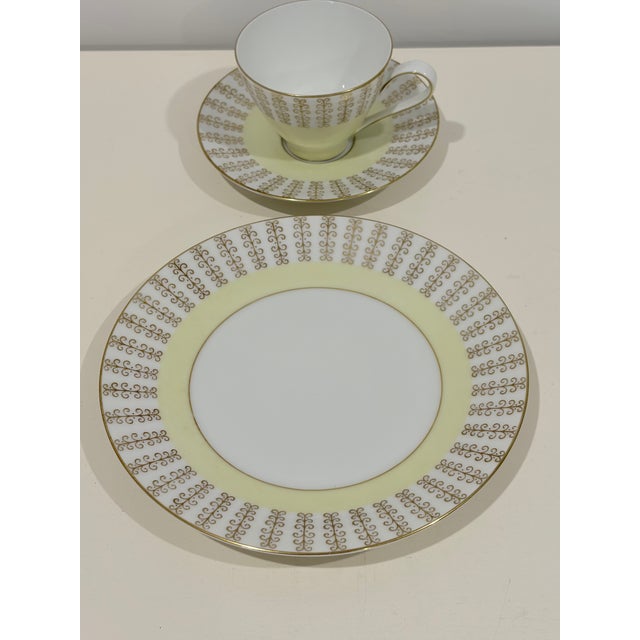 Art Deco 1960s Art Deco Rosenthal Germany Yellow Edge Gold Trim Cup, Saucer, Plate Marked - 3 pcs For Sale - Image 3 of 6