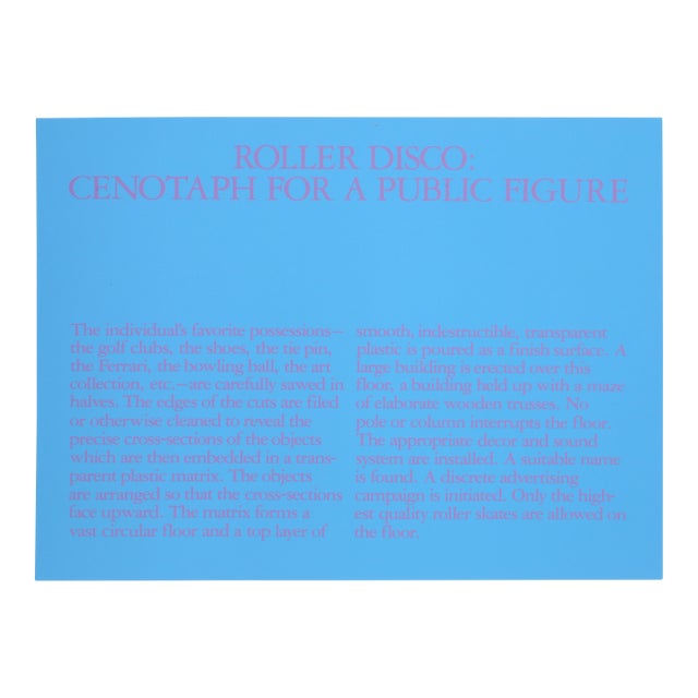 Roller Disco: Cenotaph for a Public Figure, Robert Morris Screen Print For Sale