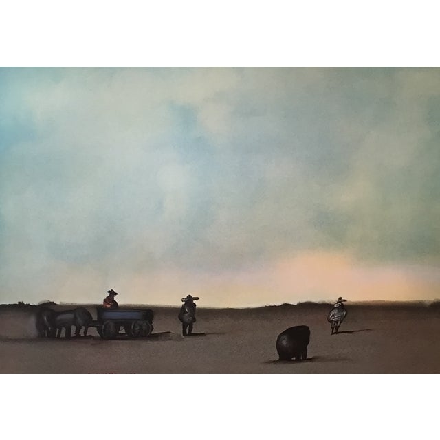 Illustration 1973 Original Maeght Steinberg Poster, Landscape + Pencil For Sale - Image 3 of 4