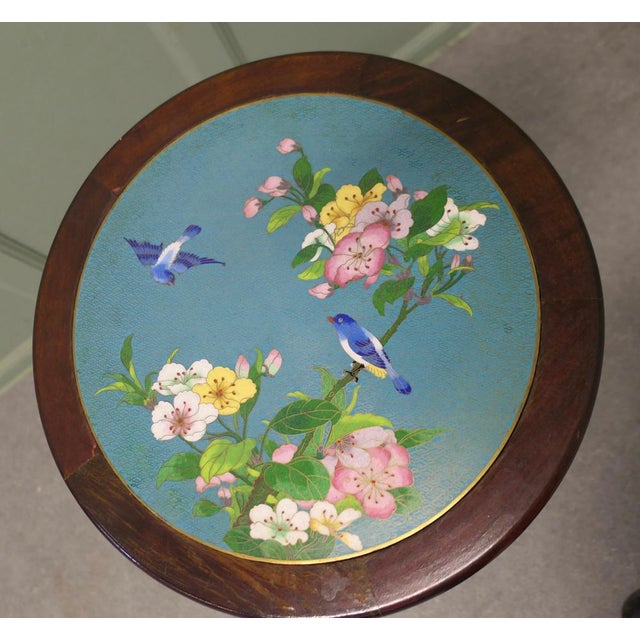 Ornate Chinoiserie Cloisonné Wine Table with Birds and Flowers, 1920s For Sale - Image 4 of 8