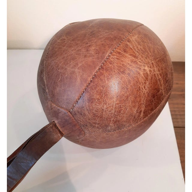 Mid 20th Century Vintage Leather Sports Boxing Ball Exercise Medicine Equipment For Sale - Image 5 of 12