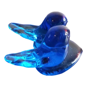 Signed 1993 Leo Ward Blue Birds of Happiness Figurine on a Heart Shaped Pedestal