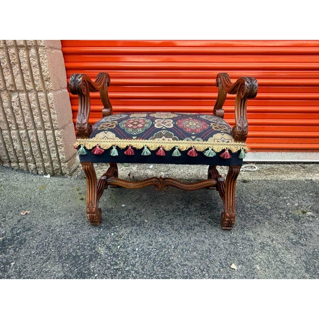 Late 20th Century Vintage French Louis XIII Style Os De Mouton Backless Bench For Sale - Image 11 of 14