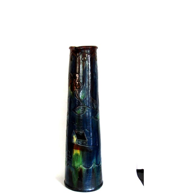 An exceptional museum-quality masterpiece of English Arts & Crafts studio art pottery. This monumental early 20th-century...