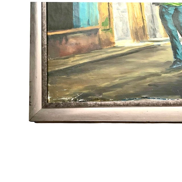 Late 20th Century Late 20th Century Painting Havana Street Oil on Canvas Vintage Cityscape Caribbean Decor For Sale - Image 5 of 6