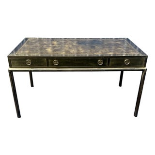 Vintage Mastercraft Brass and Leather Desk For Sale