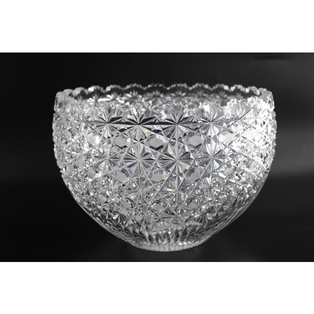 Stunning Large American Brilliant Cut Glass Centerpiece / Serving / Punch Bowl, 11” Diameter x 8” Tall Outstanding antique...