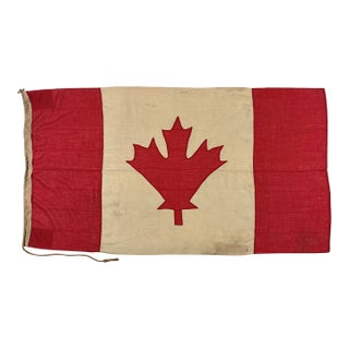 Large Vintage Wool Flag of Canada With Sewn Maple Leaf For Sale