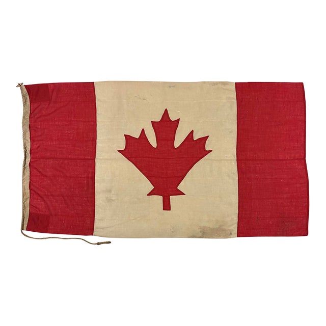 Large Vintage Wool Flag of Canada With Sewn Maple Leaf For Sale