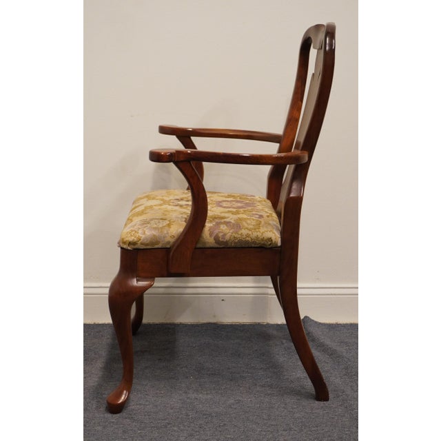 Late 20th Century Cresent Furniture Solid Cherry Traditional Queen Anne Style Dining Arm Chair For Sale - Image 5 of 9