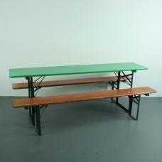 Vintage German Painted Beer Table & Benches, Set of 3 For Sale - Image 4 of 7