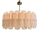 Bespoke Modern Murano Glass Drum Chandelier in Pink and White For Sale