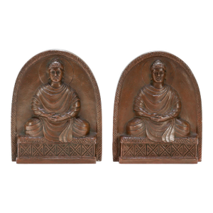 Pair of Antique Tiffany Studio New York Bronze Buddha Bookends No. 1025