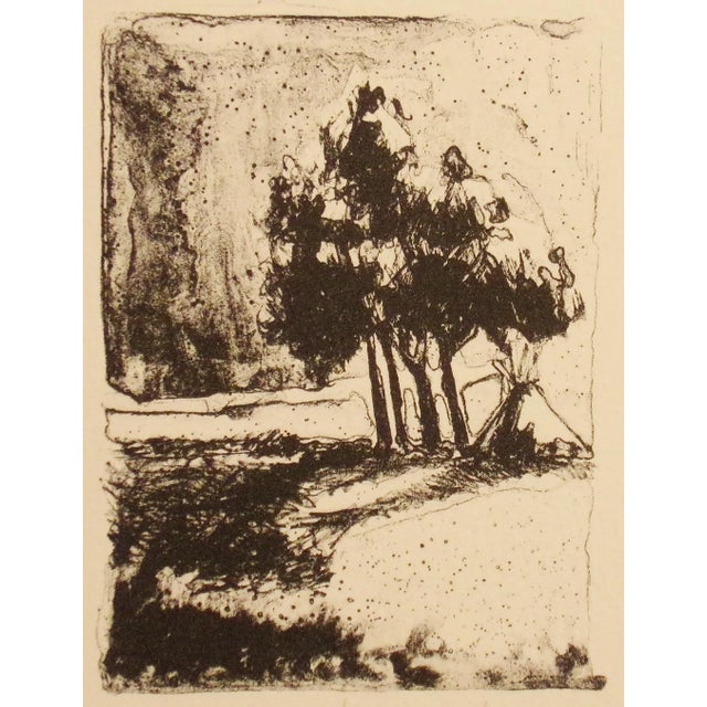 Larry Fodor "Trees and Teepee" Original Signed Numbered Lithograph For Sale - Image 4 of 5