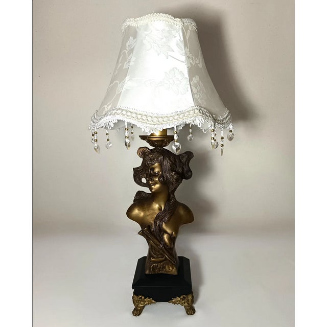 Goldenrod Art Nouveau Sculptural Bronze Table Lamp by Emmanuel Villanis, France, 19th Century For Sale - Image 8 of 15