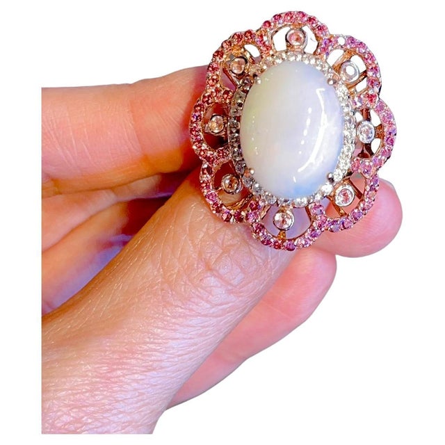 Bochic "Capri" Vintage Opal Cocktail Ring with Rodorite & Topaz 18K & Silver For Sale - Image 15 of 18